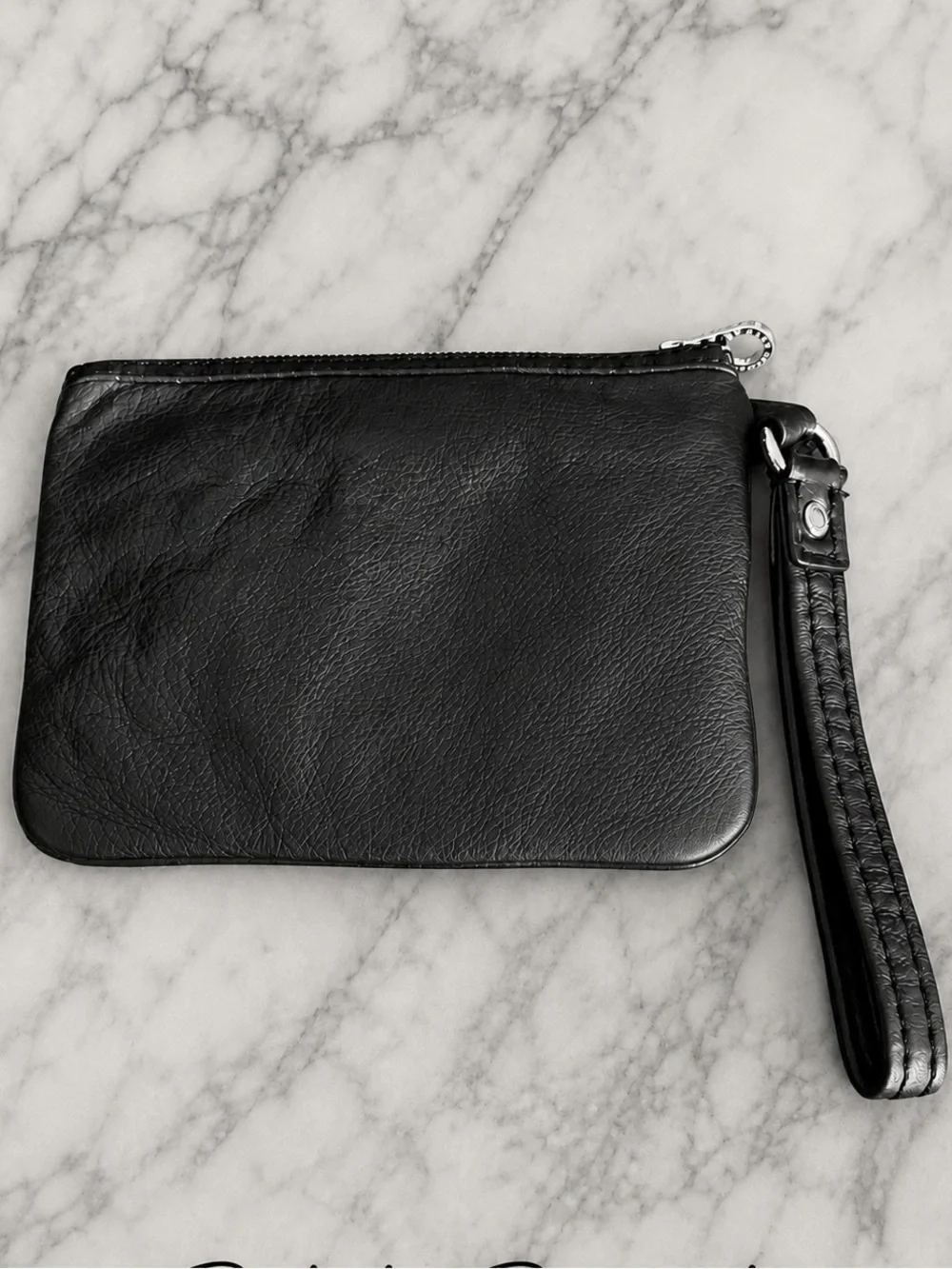 Marc by Marc Jacobs Percy Black Leather Wristlet Clutch Silver Hardware Y2K